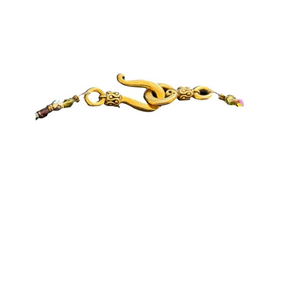 Victorian Style Choker Necklace Gold Tone Black Iridescent Crystal Statement - Picture 9 of 9